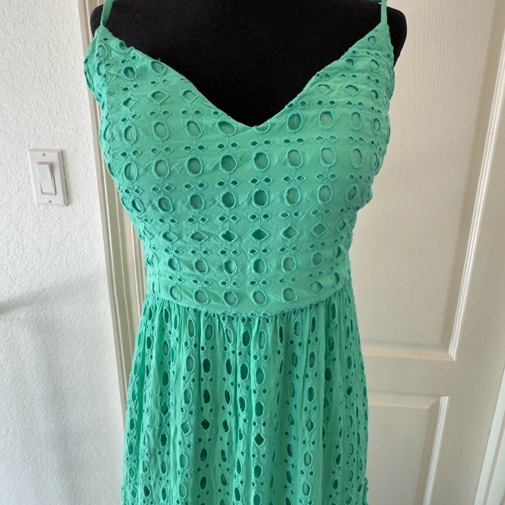 🦄 Lilly Pulitzer Size 6 Melody Maxi Dress Gustavia Green Eyelet - Picture 3 of 5